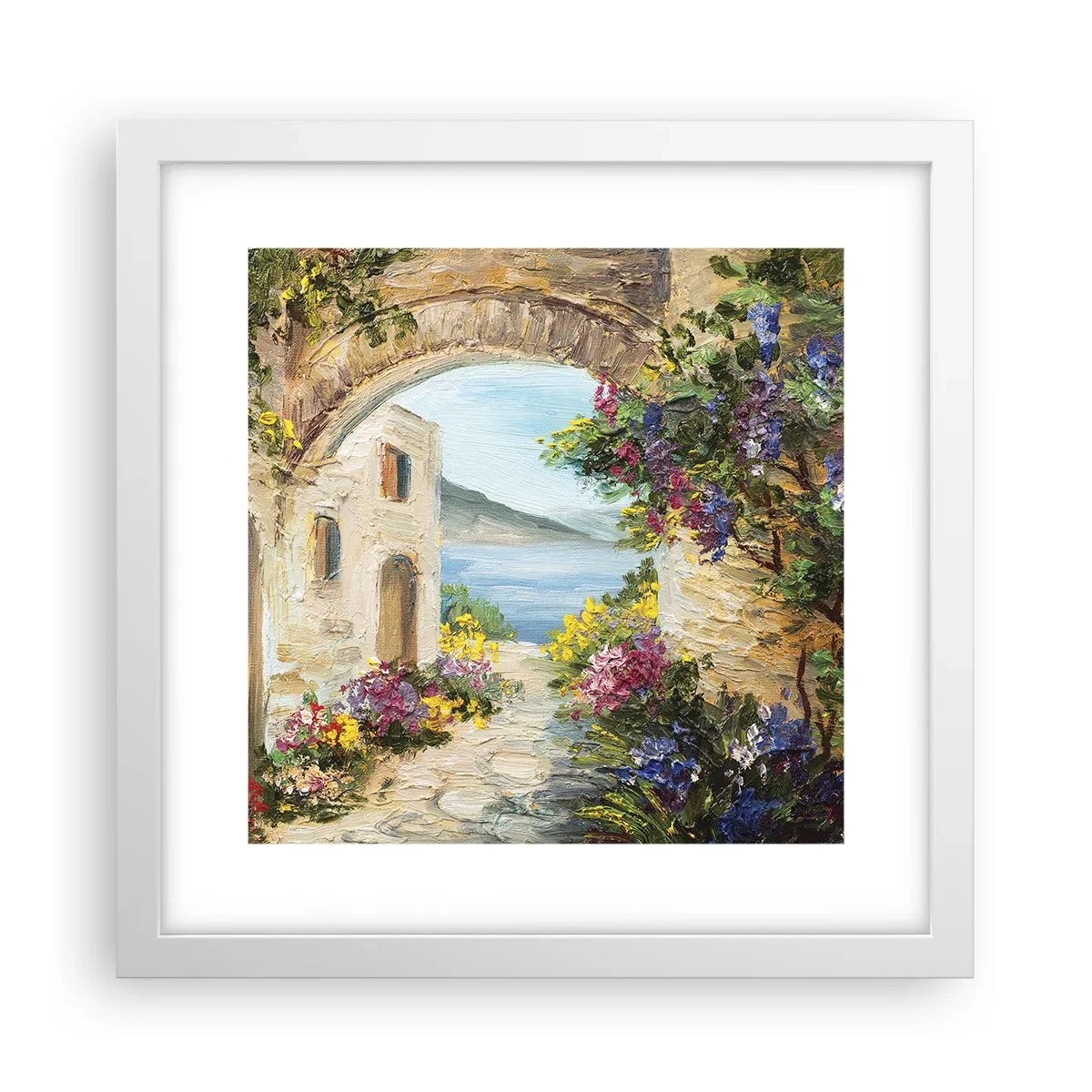 Póster en marco blanco - El encanto del paisaje costero - 30x30 cm