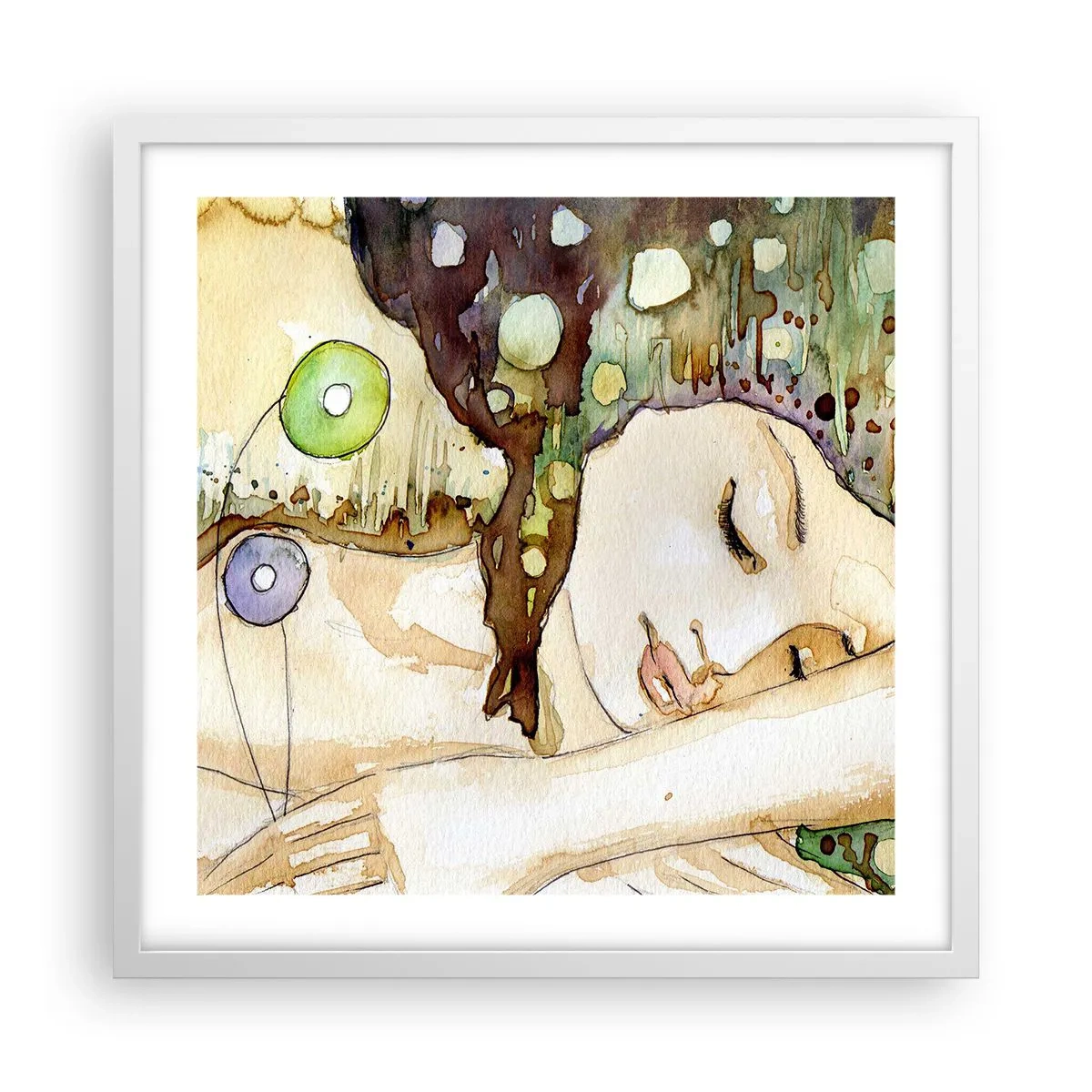 Póster en marco blanco - Sueño esmeralda y violeta - 50x50 cm