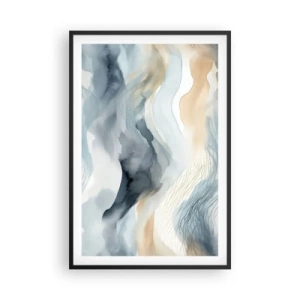 Póster en marco negro - Abstracción de nieve y niebla - 61x91 cm