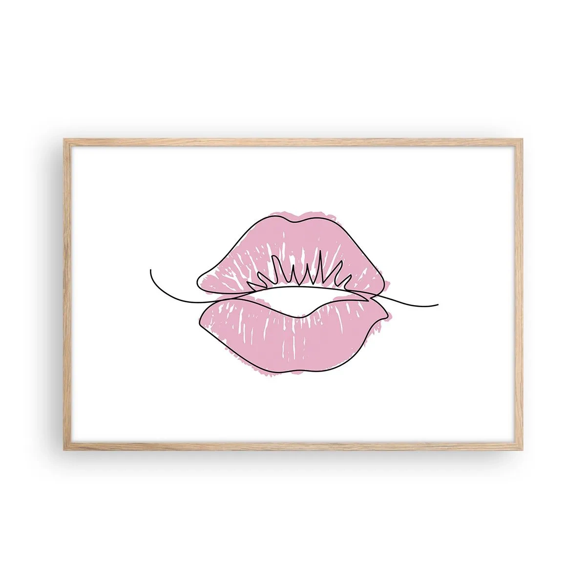 Póster en marco roble claro - ¿Listo para un beso? - 91x61 cm