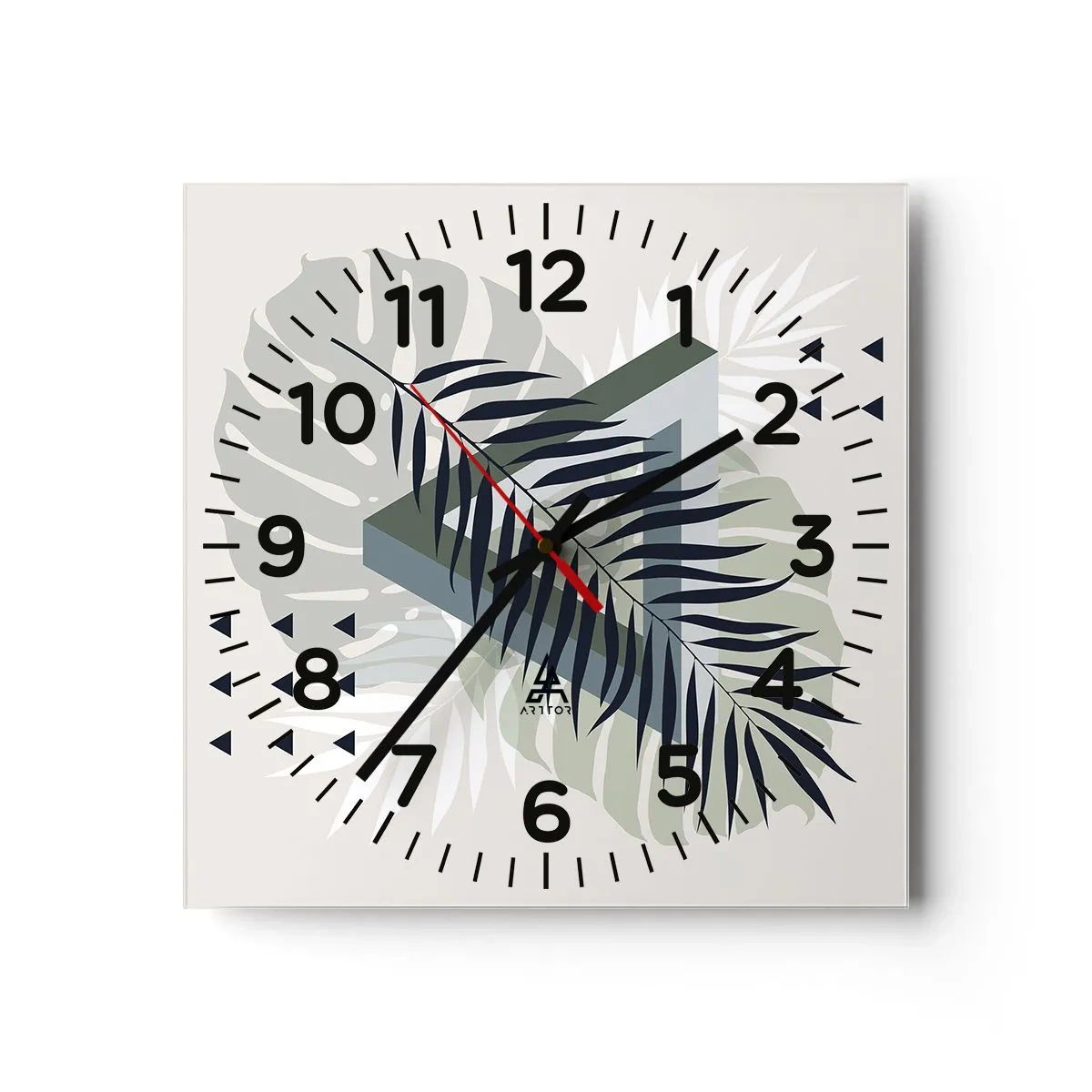 Reloj de pared - Reloj de vidrio - Naturaleza y geometría - 30x30 cm