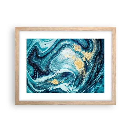Póster en marco roble claro - Vórtice azul - 40x30 cm
