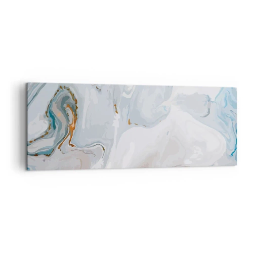 Cuadro sobre lienzo - Impresión de Imagen - Ondas abstractas en tonos azules y blancos - 140x50cm - Blanco fusión - Decoración de pared moderna para salón y dormitorio ARTTOR