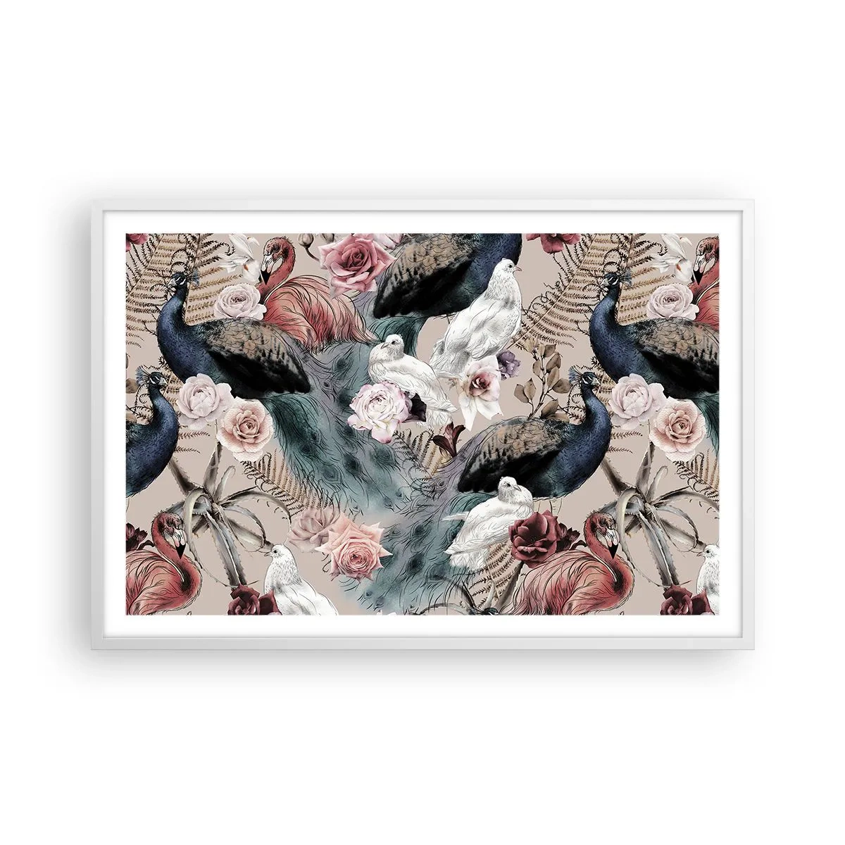 Póster en marco blanco - En un jardín de palacio - 91x61 cm