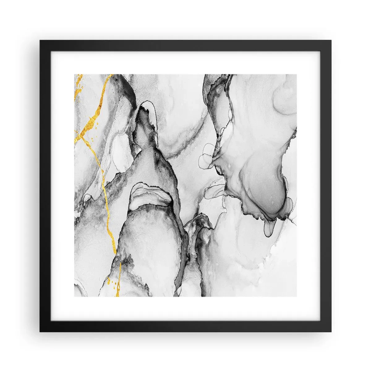Póster en marco negro - Composición con motivo de oro - 40x40 cm