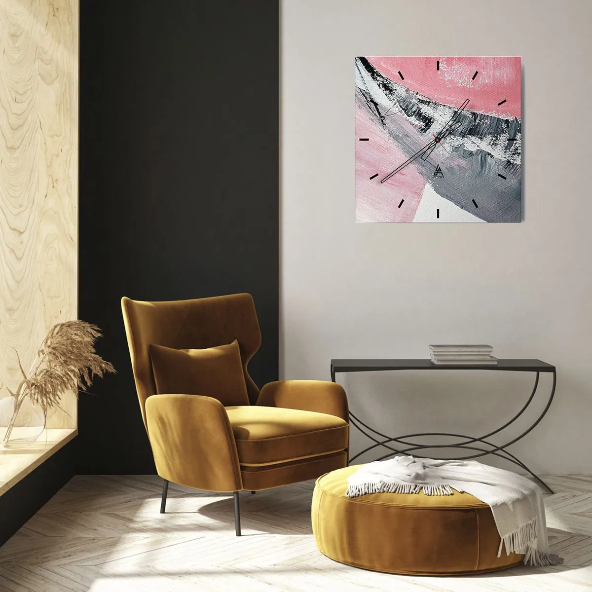 Reloj de pared - Reloj de vidrio - Composición a juego - 40x40 cm