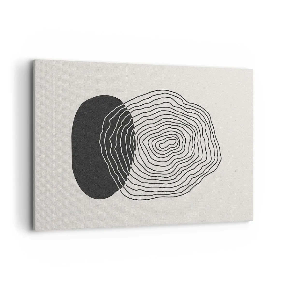 Cuadro sobre lienzo - Impresión de Imagen - Patrón abstracto con líneas y formas en blanco y negro. - 120x80cm - Persistencia y vibración - Decoración de pared moderna para salón y dormitorio ARTTOR