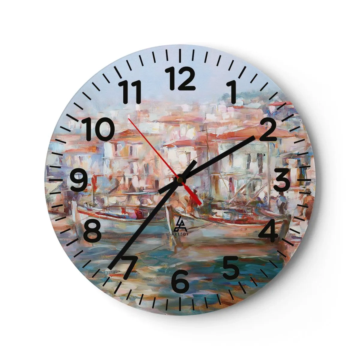 Reloj de pared - Reloj de vidrio - Vacaciones en colores pastel - 40x40 cm