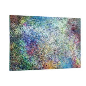 Cuadro sobre vidrio - Impresiones sobre Vidrio - Abstracción colorida con líneas dinámicas. - 120x80cm - No es tan fácil - Decoración de pared moderna para salón y dormitorio ARTTOR