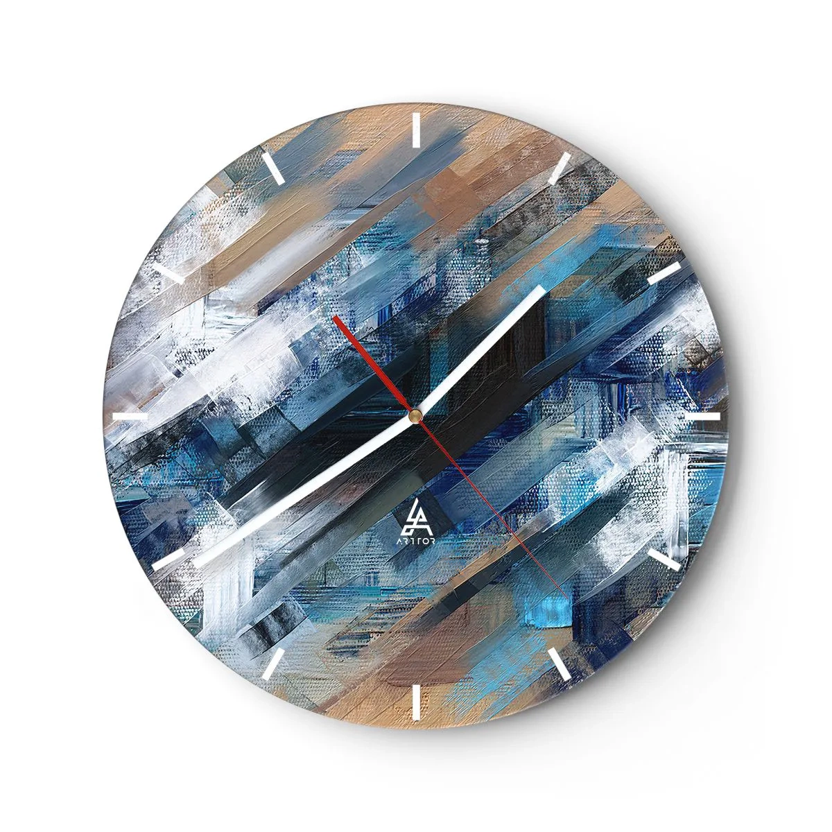 Reloj de pared - Reloj de vidrio - En una inclinación azul - 40x40 cm