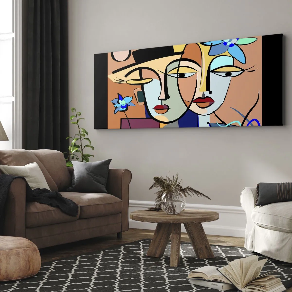 Cuadro sobre lienzo - Impresión de Imagen - Randez vous de Picasso - 100x40 cm