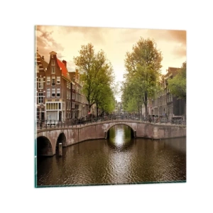 Cuadro sobre vidrio - Impresiones sobre Vidrio - ¿En barco o en bicicleta? - 50x50 cm