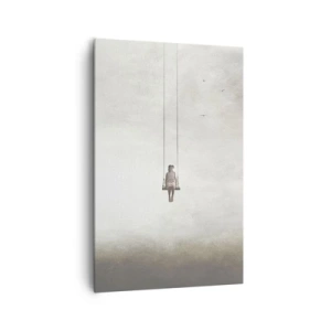 Cuadro sobre lienzo - Impresión de Imagen - Una figura en un columpio suspendida en el espacio. - 80x120cm - El niño que llevamos dentro - Decoración de pared moderna para salón y dormitorio ARTTOR