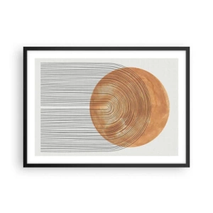 Póster en marco negro - Composición geométrica con círculos y líneas en colores cálidos. - 70x50cm - Una composición soleada - Decoración de pared moderna para salón y dormitorio ARTTOR