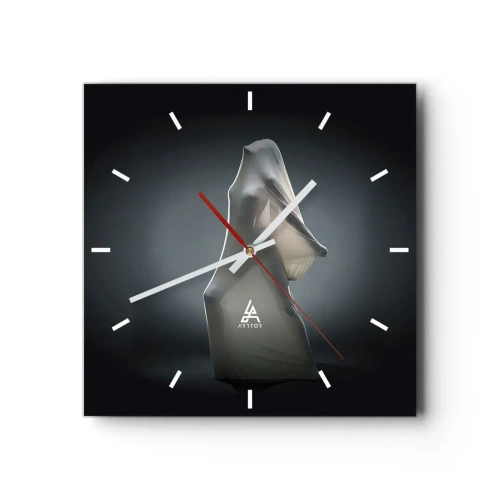 Reloj de pared - Reloj de vidrio - Una figura en tela blanca sobre un fondo oscuro. - 30x30cm - Deseos ocultos - Decoración de pared moderna para salón y dormitorio ARTTOR