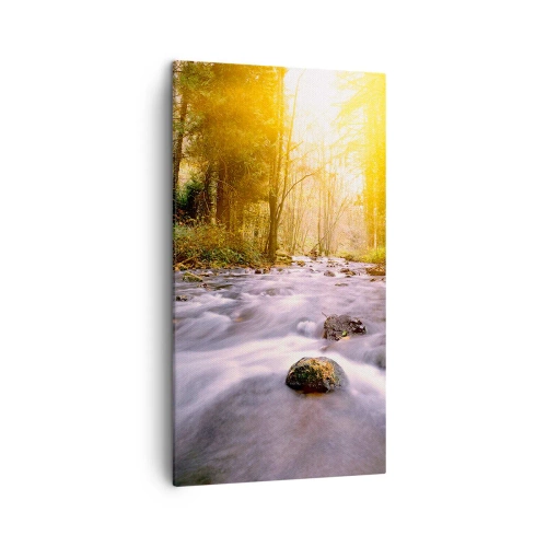 Cuadro sobre lienzo - Impresión de Imagen - Malaquita en un marco de plata y oro - 45x80 cm