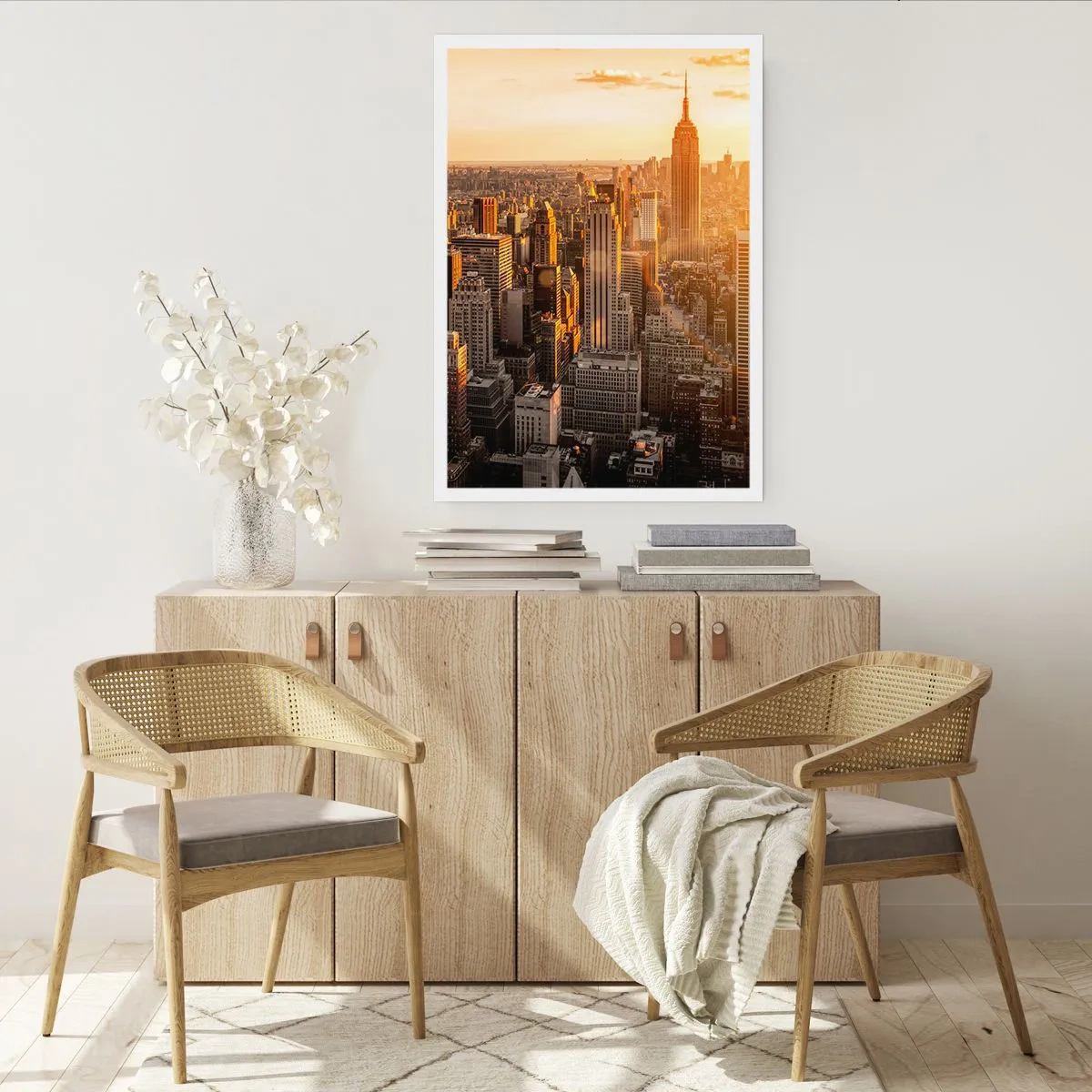 Póster - El horizonte de Manhattan al atardecer desde el Empire State Building - 50x70cm - Creciendo al sol - Decoración de pared moderna para salón y dormitorio ARTTOR