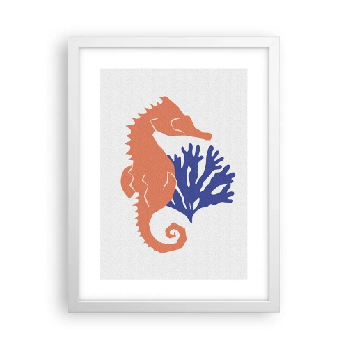 Póster en marco blanco - En una pradera submarina - 30x40 cm