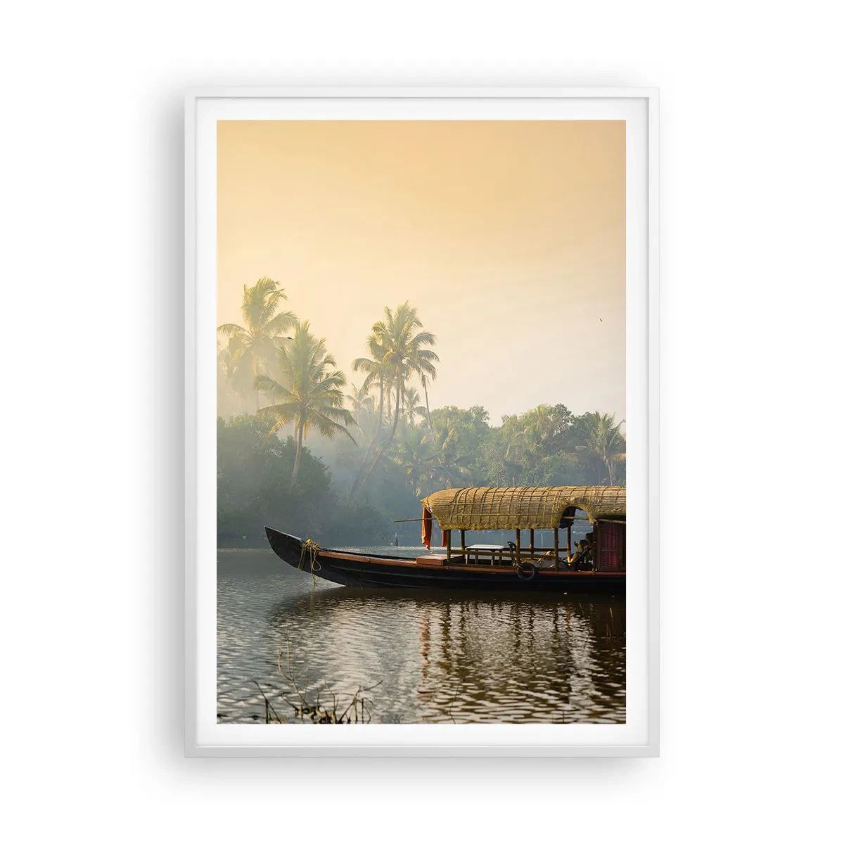 Póster en marco blanco - Casa en el río - 70x100 cm