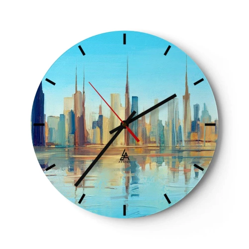 Reloj de pared - Reloj de vidrio - Metrópolis soleada - 40x40 cm