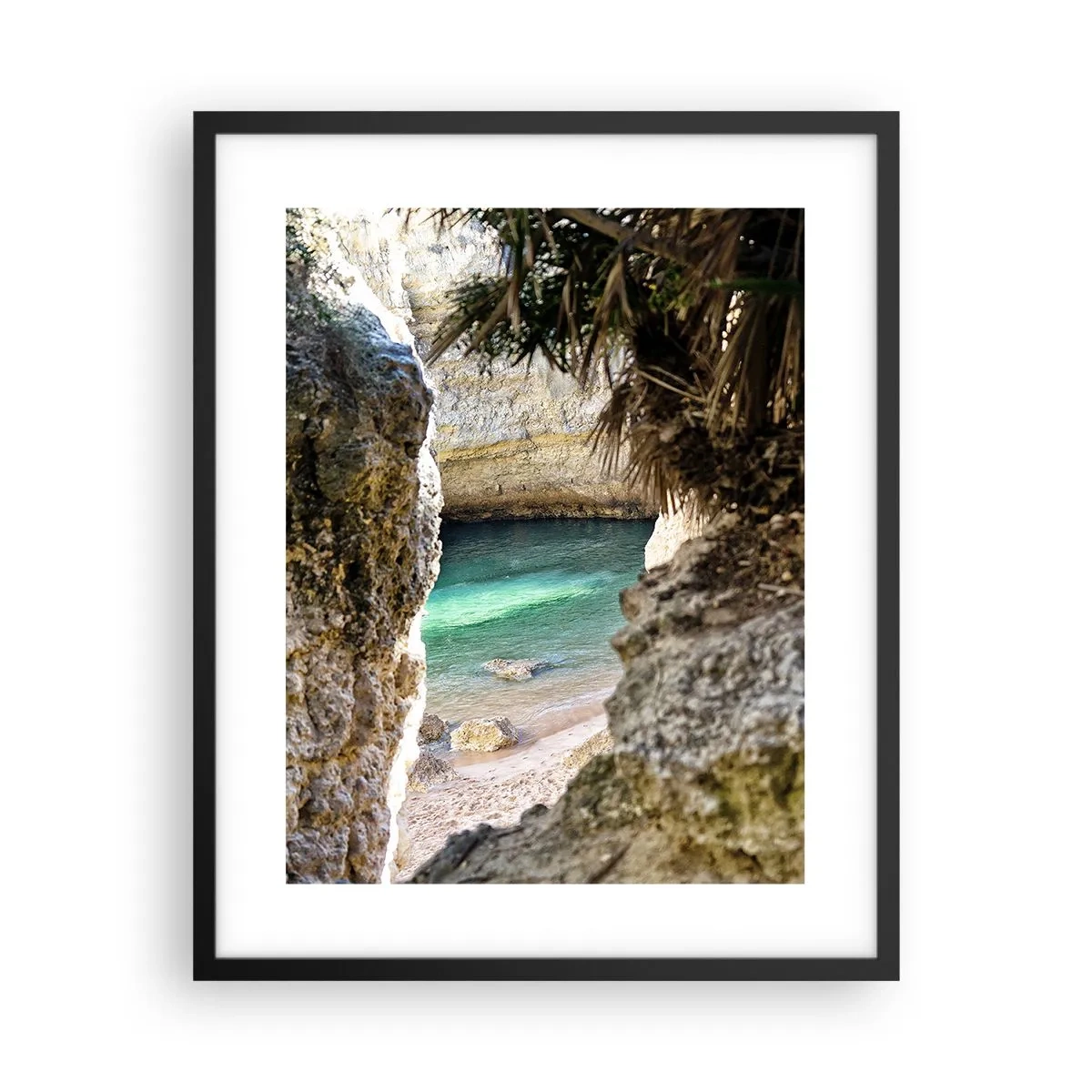 Póster en marco negro - Bahía turquesa - 40x50 cm