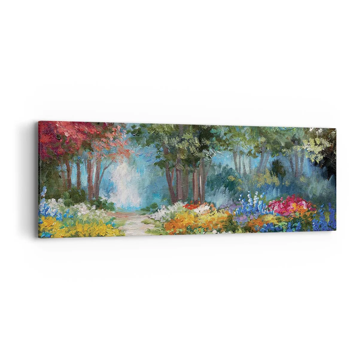 Cuadro sobre lienzo - Impresión de Imagen - Jardín forestal, bosque floral - 90x30 cm