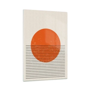 Cuadro sobre vidrio - Impresiones sobre Vidrio - Sol minimalista con líneas geométricas. - 70x100cm - Siempre el sol - Decoración de pared moderna para salón y dormitorio ARTTOR