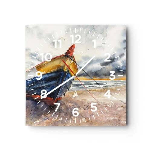 Reloj de pared - Reloj de vidrio - Descansando en la orilla - 30x30 cm
