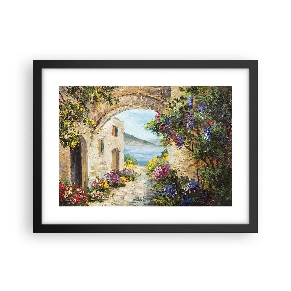 Póster en marco negro - El encanto del paisaje costero - 40x30 cm