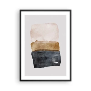 Póster en marco negro - Acuarela abstracta en tonos terrosos - 50x70cm - Una composición de colores tierra - Decoración de pared moderna para salón y dormitorio ARTTOR