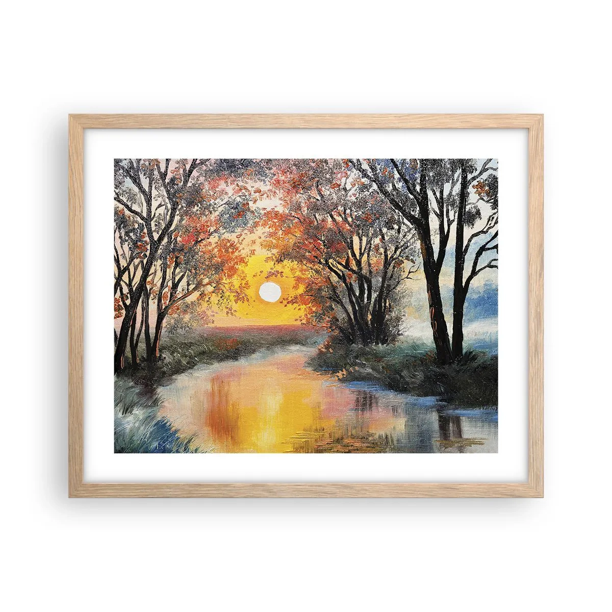 Póster en marco roble claro - Ambiente otoñal - 50x40 cm