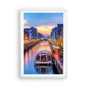 Póster en marco blanco - Una noche de luz y diversión - 61x91 cm