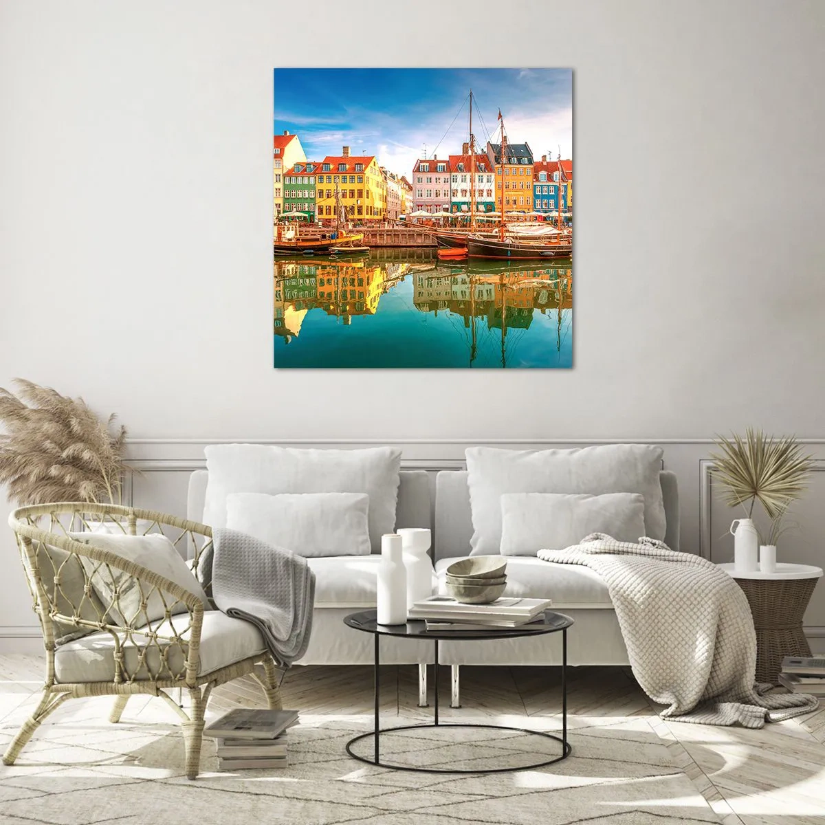 Cuadro sobre vidrio - Impresiones sobre Vidrio - Sobre el agua tan suave como un espejo - 50x50 cm