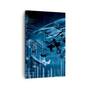 Cuadro sobre lienzo - Impresión de Imagen - Un dibujo técnico moderno de un automóvil con elementos estructurales. - 80x120cm - Anatomía del ingeniero - Decoración de pared moderna para salón y dormitorio ARTTOR