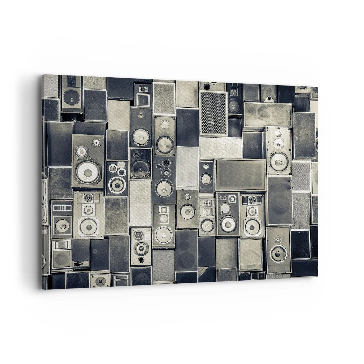 Cuadro sobre lienzo - Impresión de Imagen - Colección de altavoces de estilo retro - 100x70cm - Y todo fluye - Decoración de pared moderna para salón y dormitorio ARTTOR