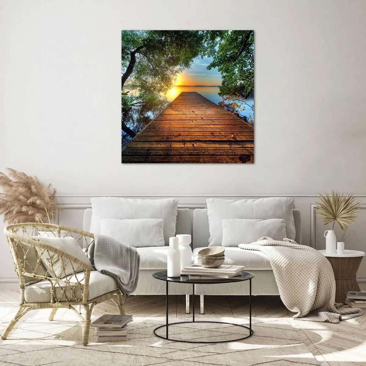 Cuadro sobre vidrio - Impresiones sobre Vidrio - Tómate tu tiempo, siéntate - 70x70 cm