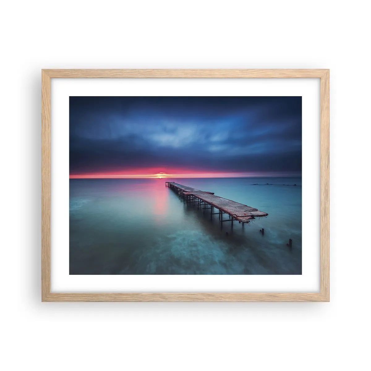 Póster en marco roble claro - Entre el cielo y el agua - 50x40 cm