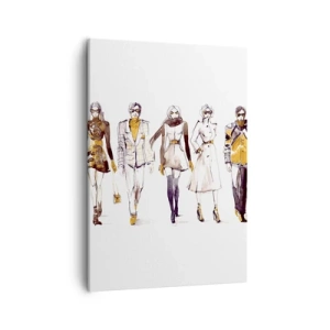 Cuadro sobre lienzo - Impresión de Imagen - Boceto de un grupo de personas con atuendos de moda. - 50x70cm - Elegancia casual - Decoración de pared moderna para salón y dormitorio ARTTOR