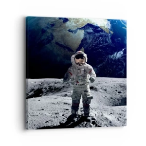 Cuadro sobre lienzo - Impresión de Imagen - Saludos desde la Luna - 30x30 cm