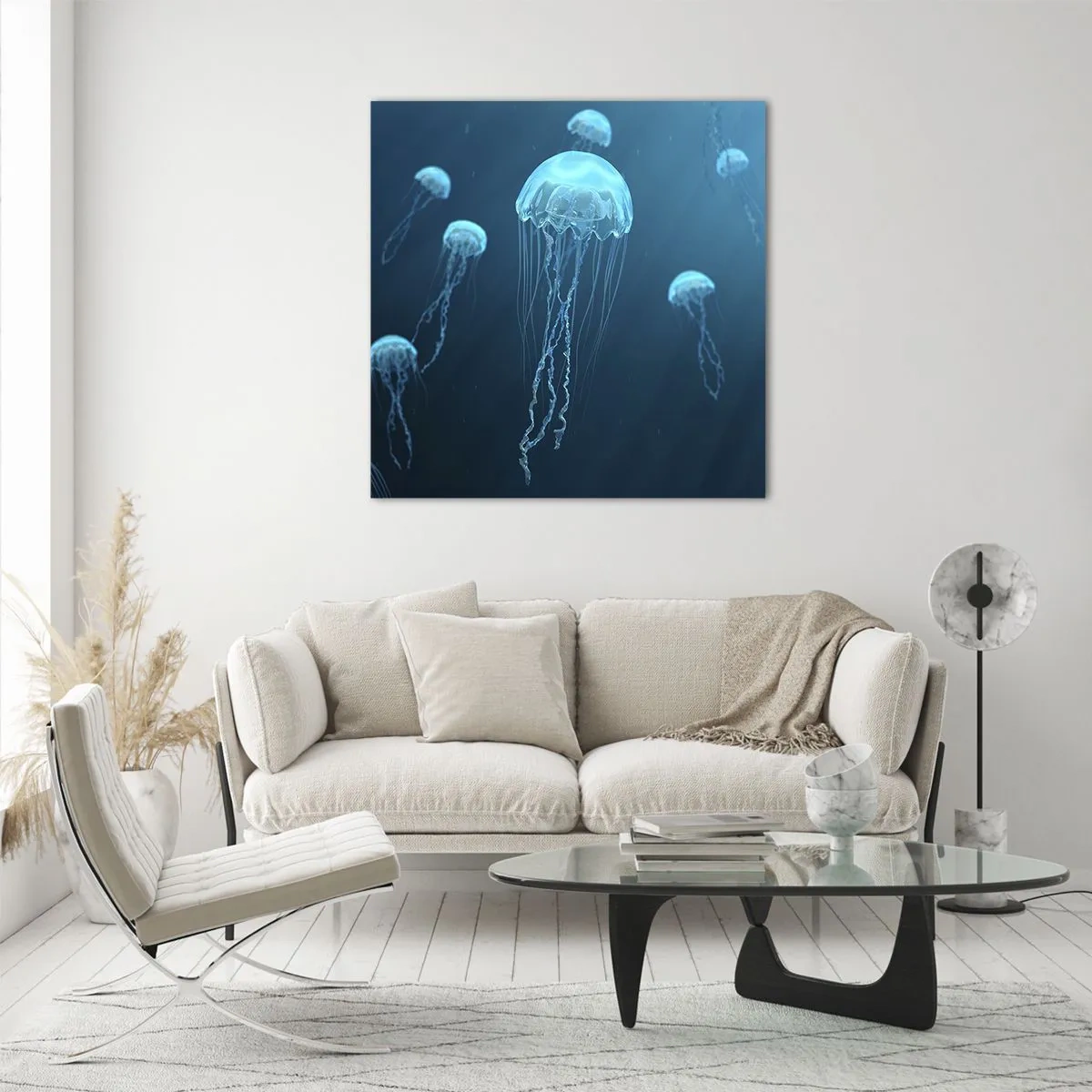 Cuadro sobre vidrio - Impresiones sobre Vidrio - Danza oceánica - 60x60 cm