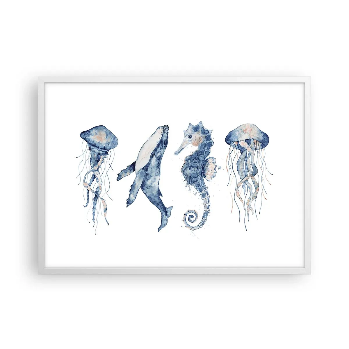 Póster en marco blanco - Fauna marina - 70x50 cm