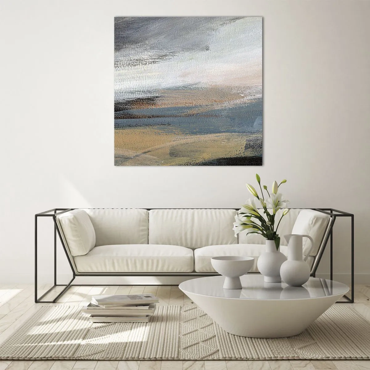 Cuadro sobre vidrio - Impresiones sobre Vidrio - Abstracción: paisaje nórdico - 70x70 cm