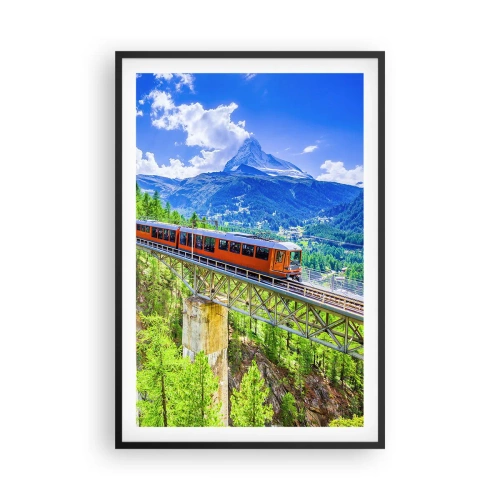 Póster en marco negro - Ferrocarril a los Alpes - 61x91 cm