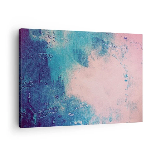 Cuadro sobre lienzo - Impresión de Imagen - Textura abstracta en tonos rosa y azul. - 70x50cm - Abrazo azul - Decoración de pared moderna para salón y dormitorio ARTTOR