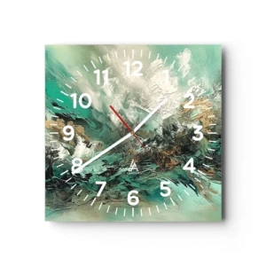 Reloj de pared - Reloj de vidrio - Hervor negro esmeralda - 40x40 cm