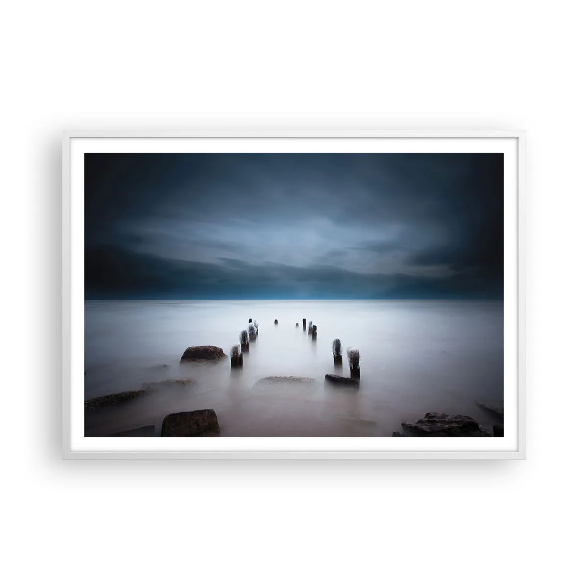 Póster en marco blanco - El lago del pensamiento - 100x70 cm