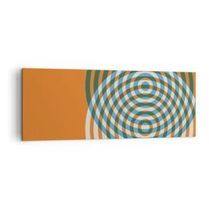 Cuadro sobre lienzo - Impresión de Imagen - Círculos concéntricos sobre un fondo naranja - 140x50cm - Círculos y abstracción - Decoración de pared moderna para salón y dormitorio ARTTOR