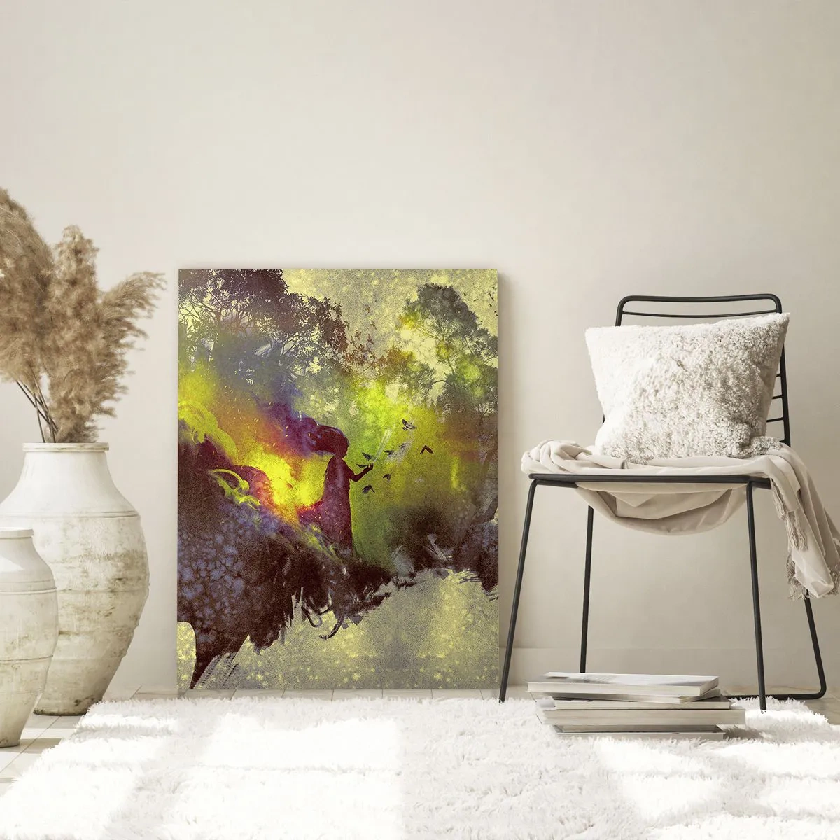 Cuadro sobre vidrio - Impresiones sobre Vidrio - Silueta artística de una mujer con la naturaleza al fondo. - 70x100cm - La madre naturaleza - Decoración de pared moderna para salón y dormitorio ARTTOR