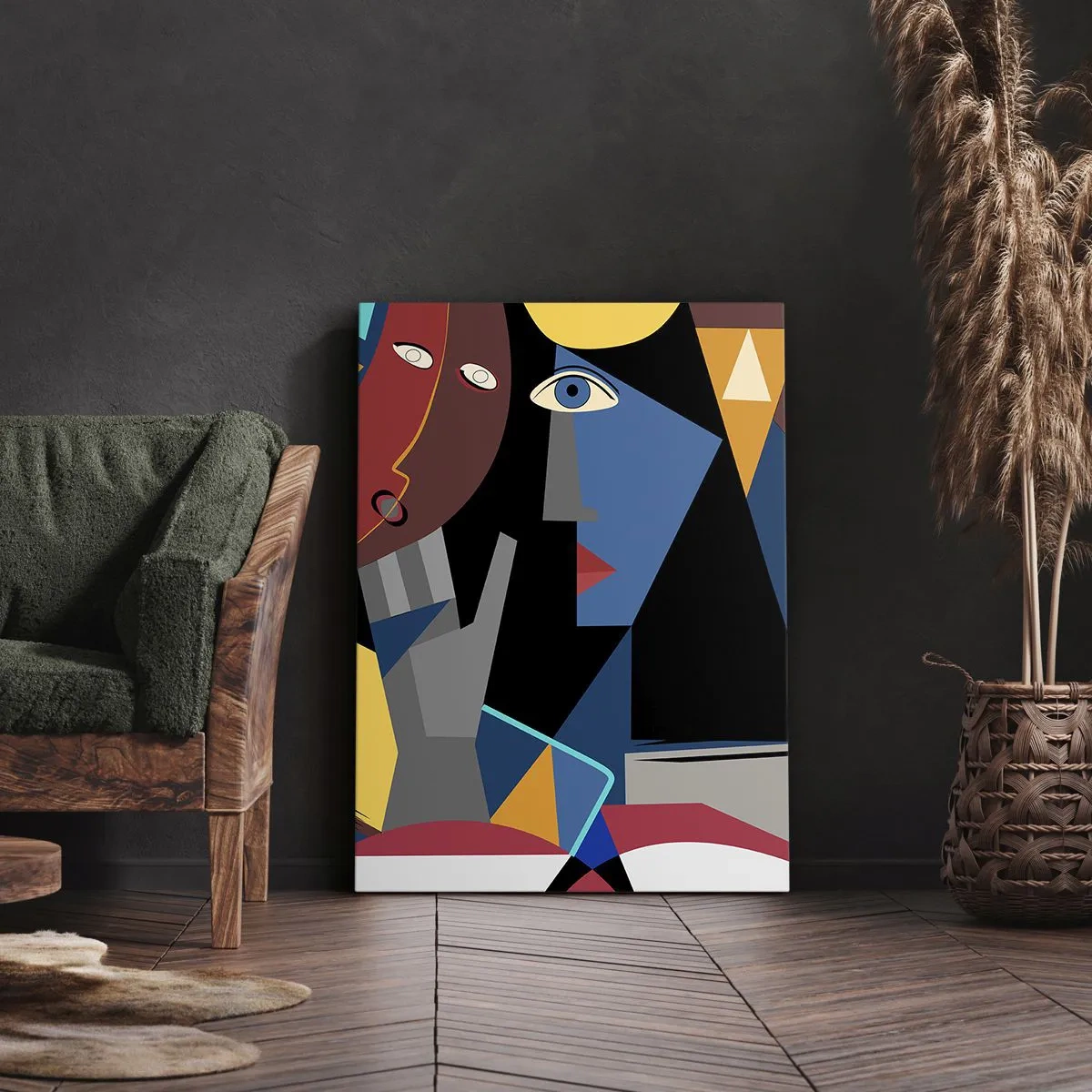 Cuadro sobre lienzo - Impresión de Imagen - Conversación cubista - 45x80 cm