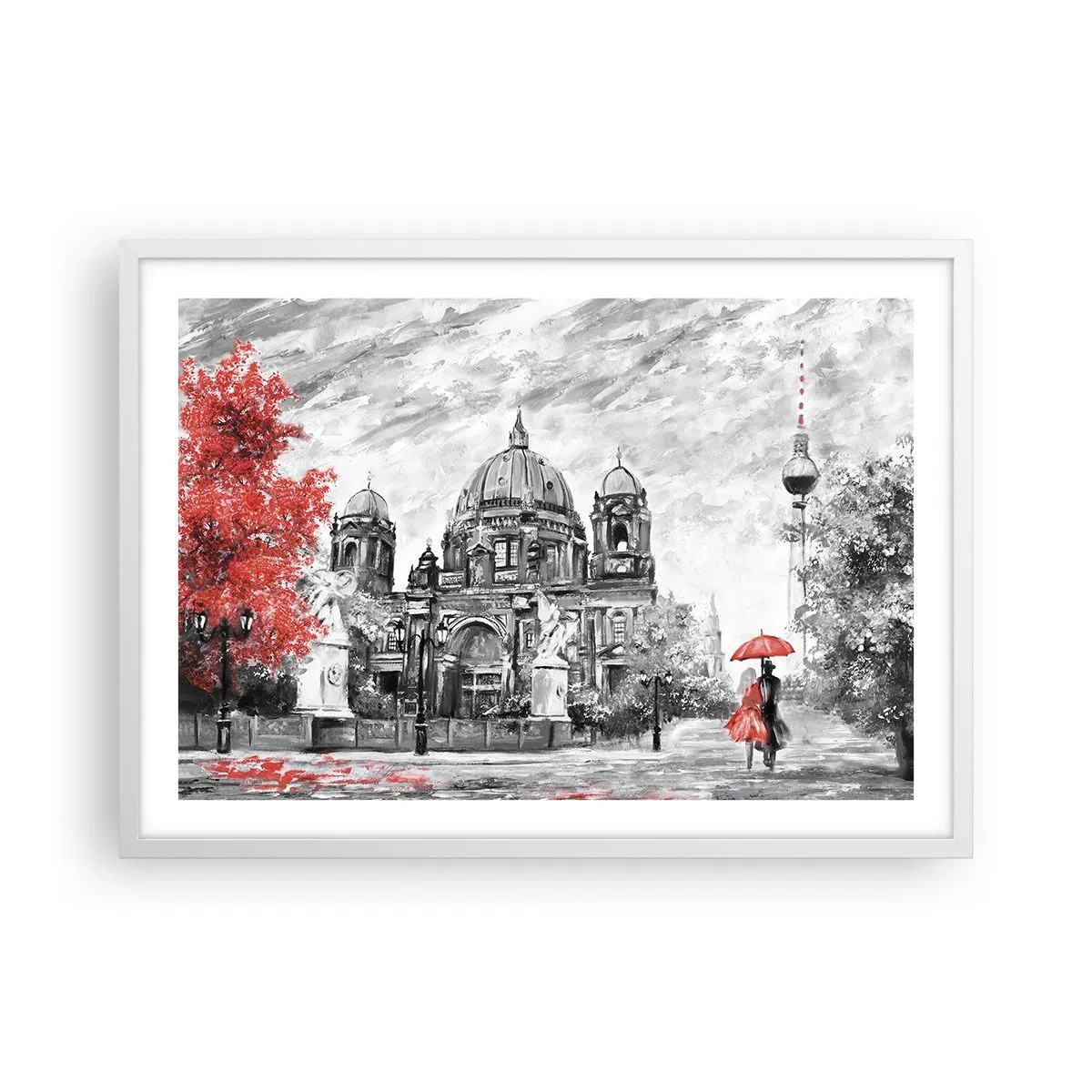 Póster en marco blanco - Reunión en Berlín - 70x50 cm